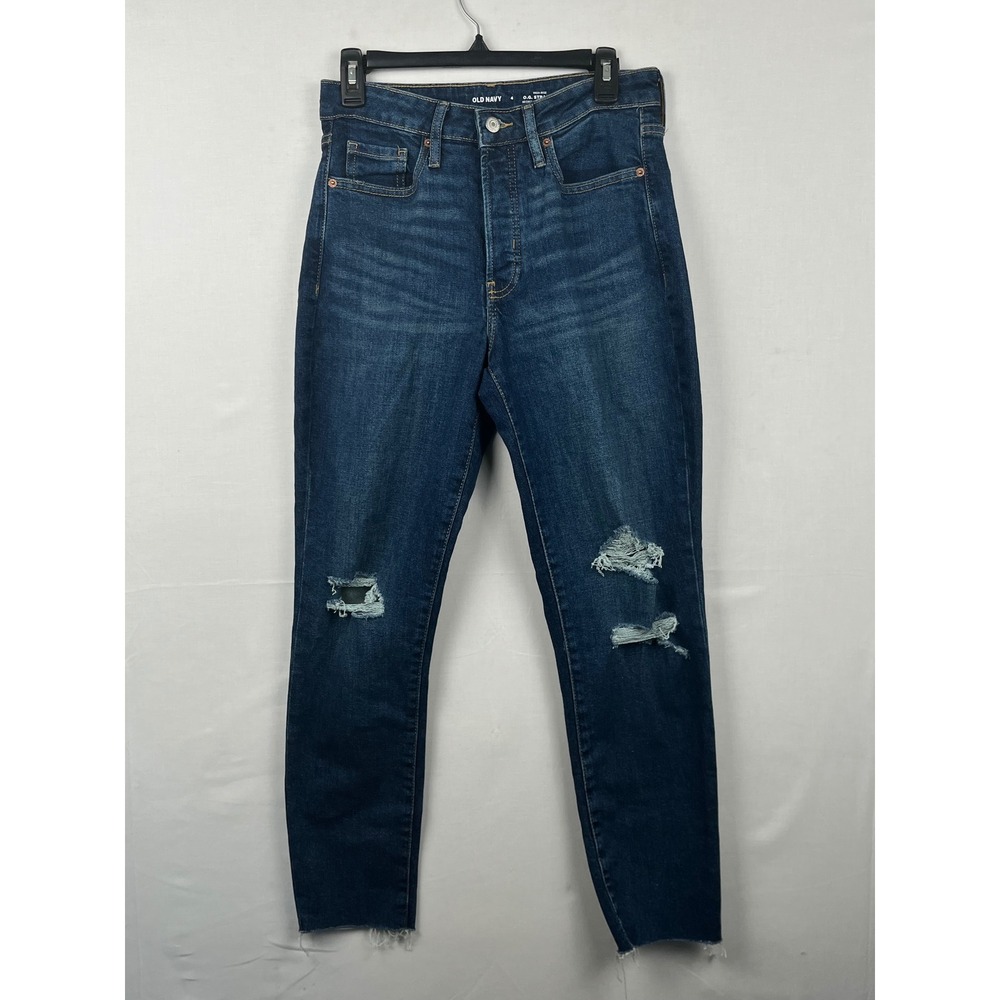 Old Navy O.G. Straight High-Rise‎ Distressed Dark Wash Jeans Size 4